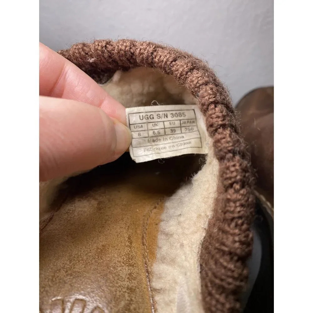 UGG Gael 3085 Brown Distressed Nubuck Leather Mules Wedges Slides Size 8 Used - Picture 14 of 16